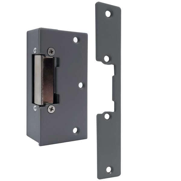 Rim With Mortice Face Plate Electric Release 12V AC/DC Fail Locked With Adjustable Jaw - Grey