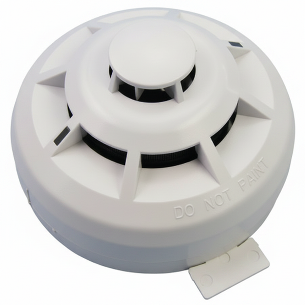 White circular smoke detector/base with 'DO NOT PAINT' label and mounting tab for ceiling installation