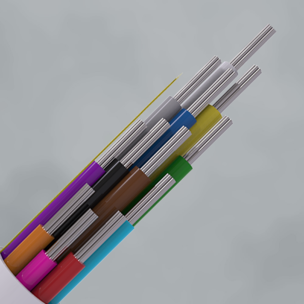 KS_12_Core_rdpng - CQR Security Bundle of colorful electrical wires with exposed metal conductors at the ends, fanned out from a white sheath