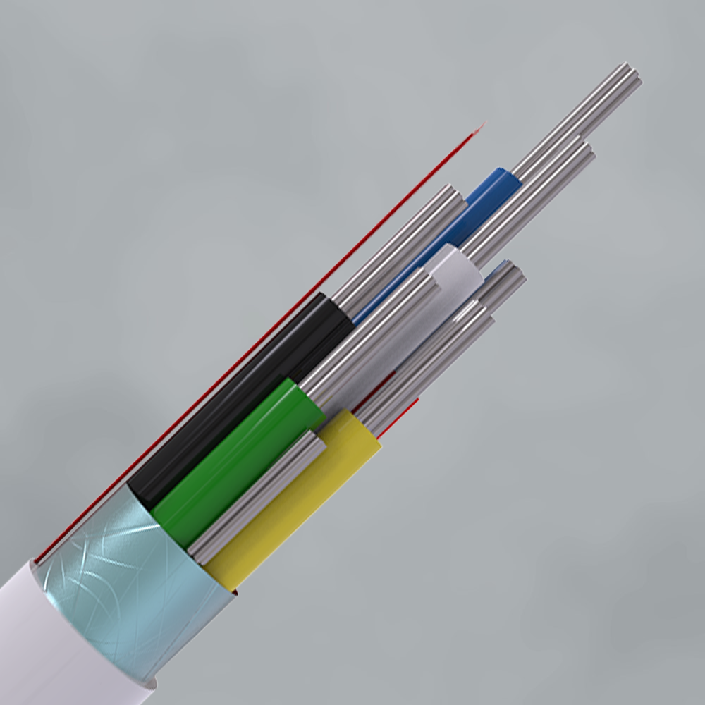 KS_6_Core_Scr_rdpng - CQR Security Cross-section of a multi-conductor electrical cable showing colored insulation for each wire inside a white jacket